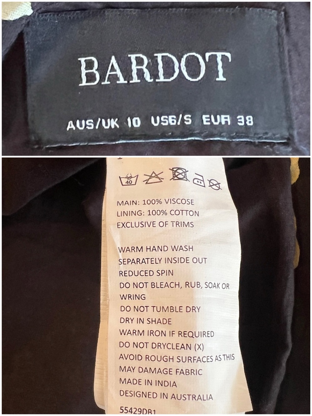 BARDOT Women’s Size S Black Yellow Floral Sleeveless Faux Wrap Peplum Midi Dress - Picture 12 of 13